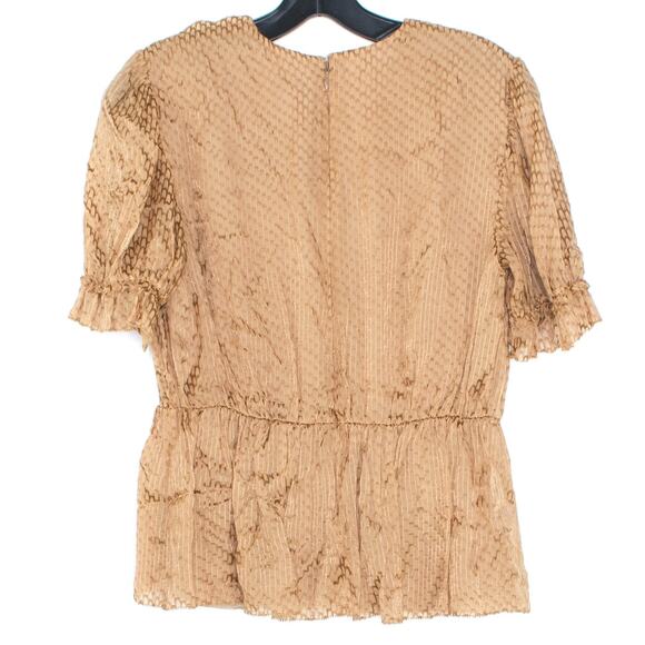 Lewit Top Jacquard Peplum Silk Academia Romantic Feminine Old Money Luxury XS - Picture 2 of 2